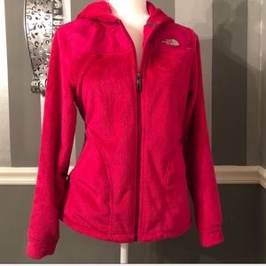 Bright pink North Face furry fleece